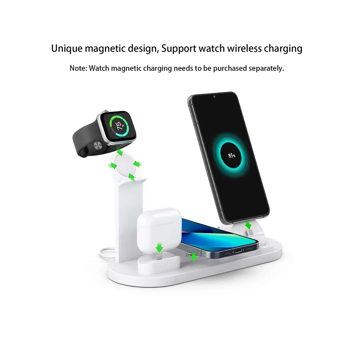 Estación de Carga 7 en 1 para iPhone, AirPods, Apple Watch y Más – Carga Rápida