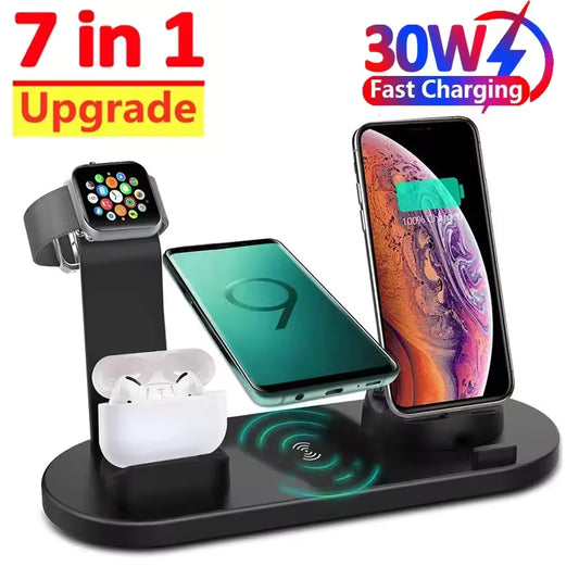 Estación de Carga 7 en 1 para iPhone, AirPods, Apple Watch y Más – Carga Rápida